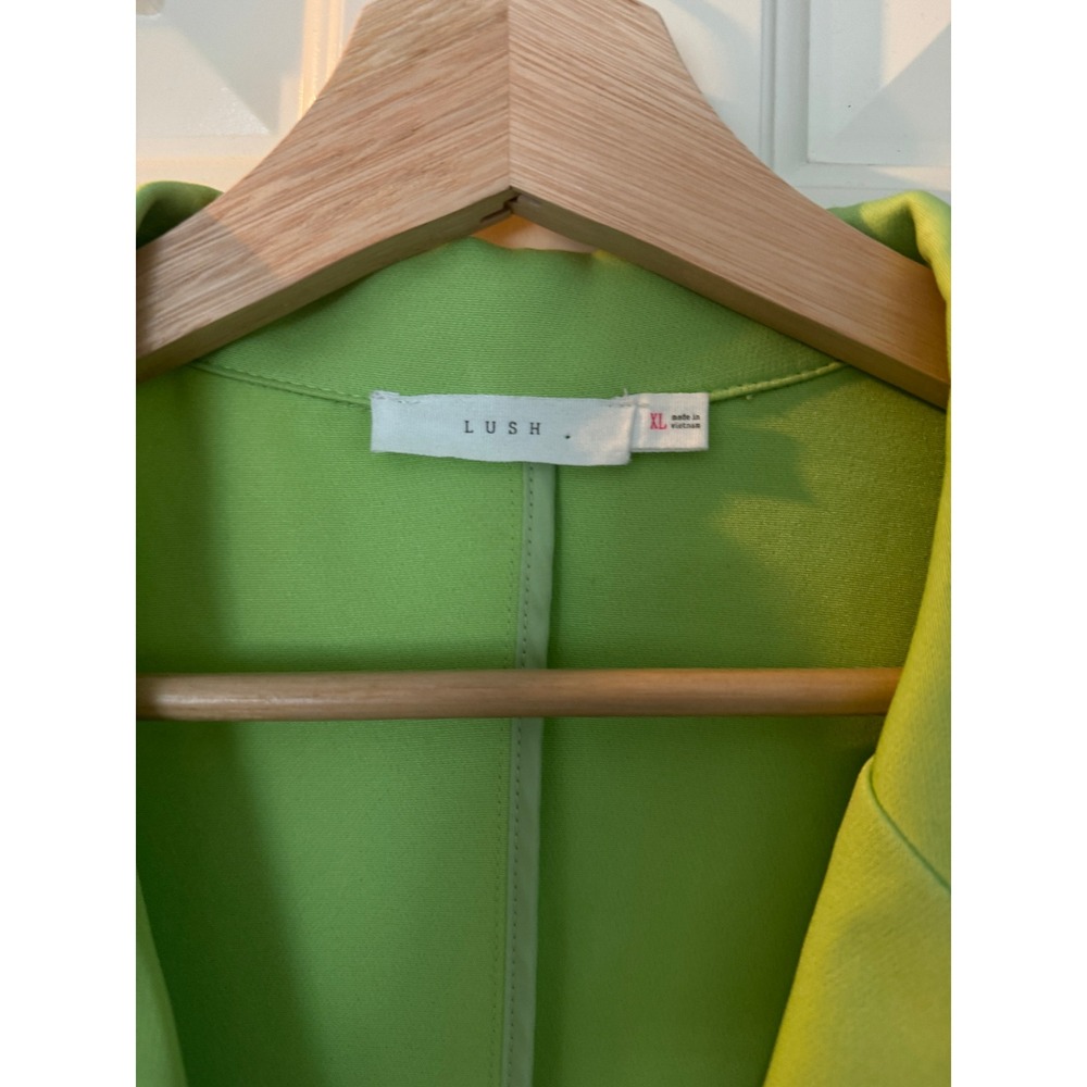 Lush Lime Green Single Button Blazer Jacket Neon Chartreuse XL Women - Picture 3 of 3